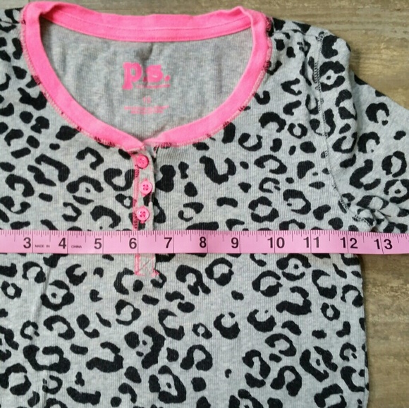 P.S. Areopostale Cheetah Print Henley w/ Pink Trim - Picture 4 of 6